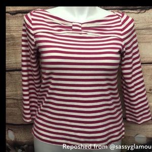 Kate Spade 3/4 sleeve boatneck Wheaton bow top